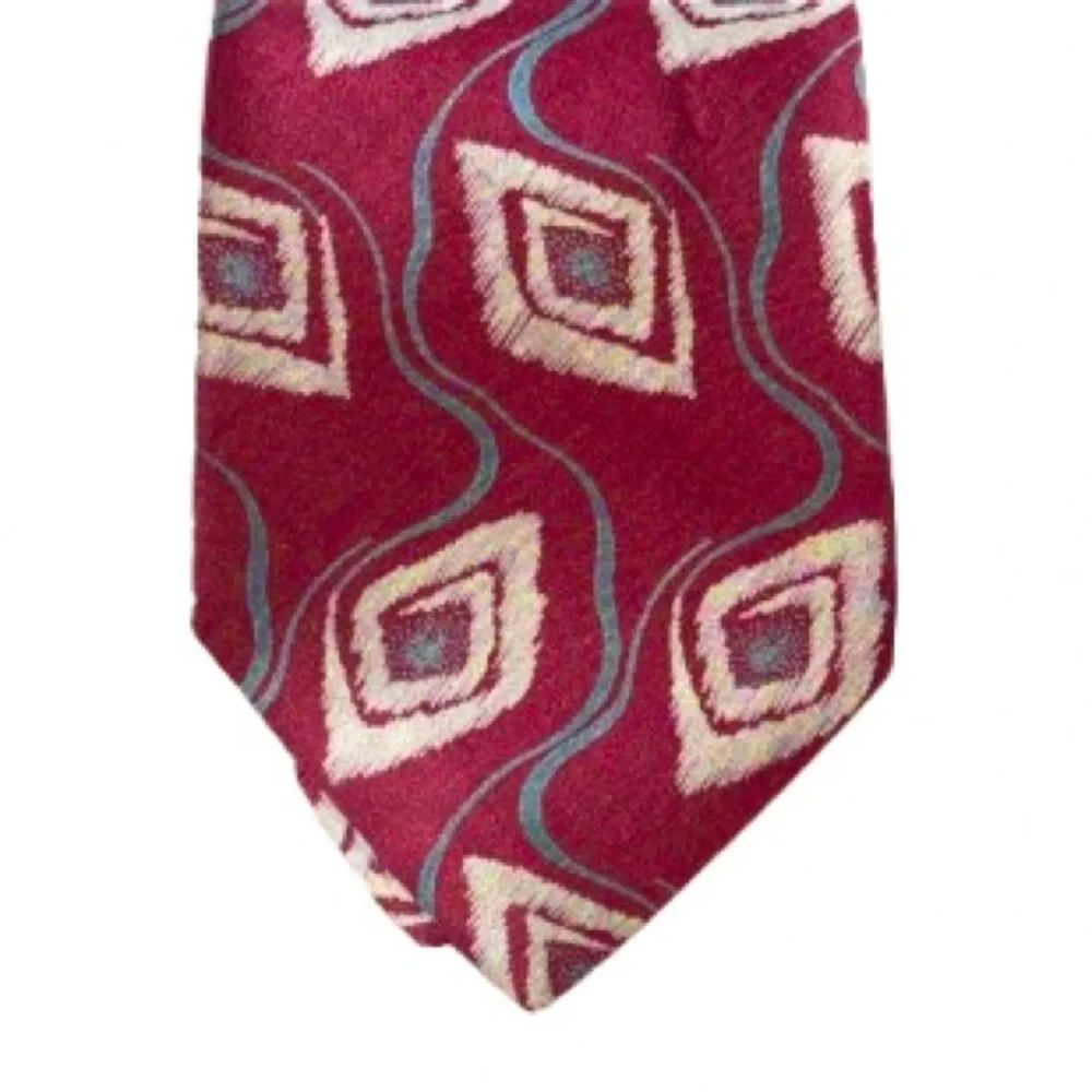 Giorgio Armani Red and White Patterned Tie